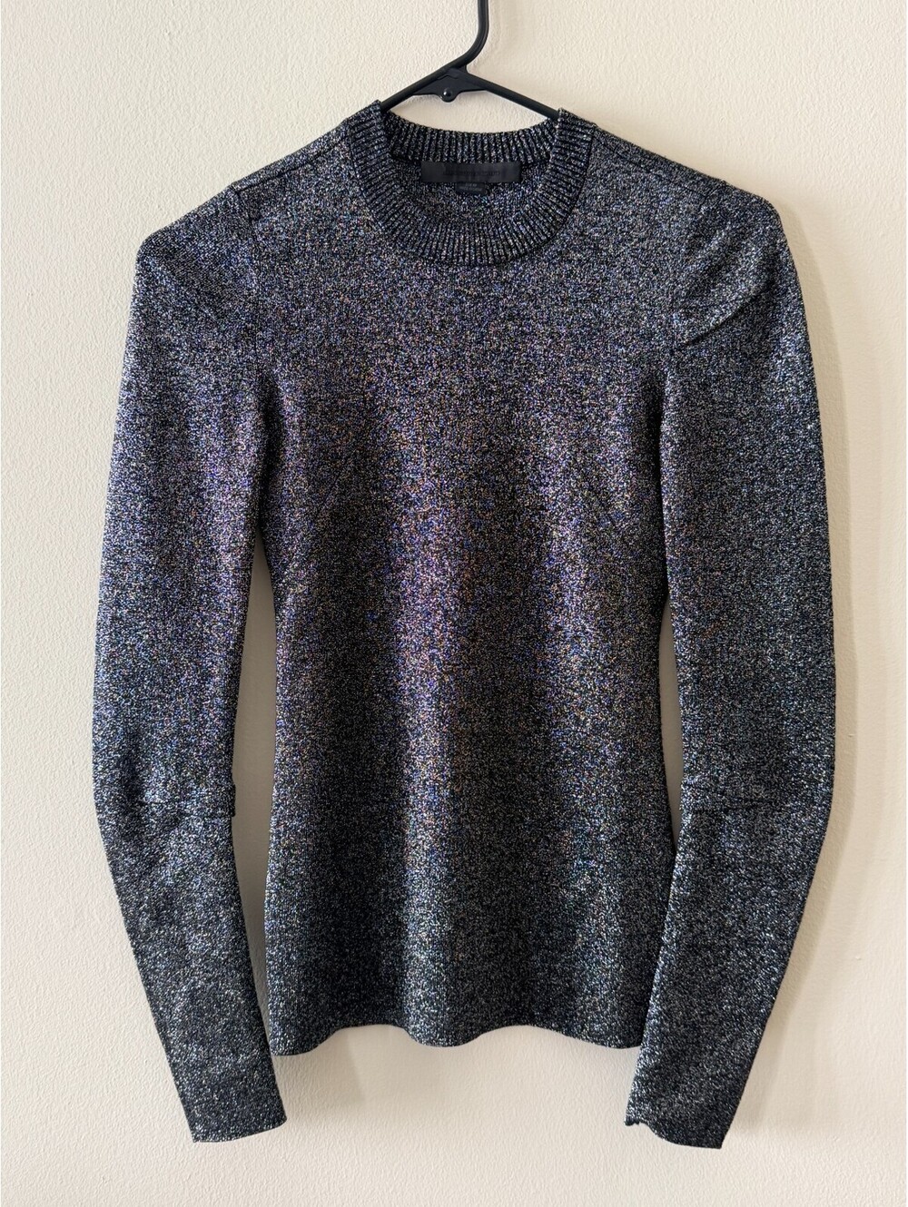 ALEXANDER WANG BLACK LABEL METALLIC LUREX CONSTRUCTED KNIT BLOUSE XS